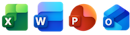 Excel, Word, Powerpoint, outlook ikoner