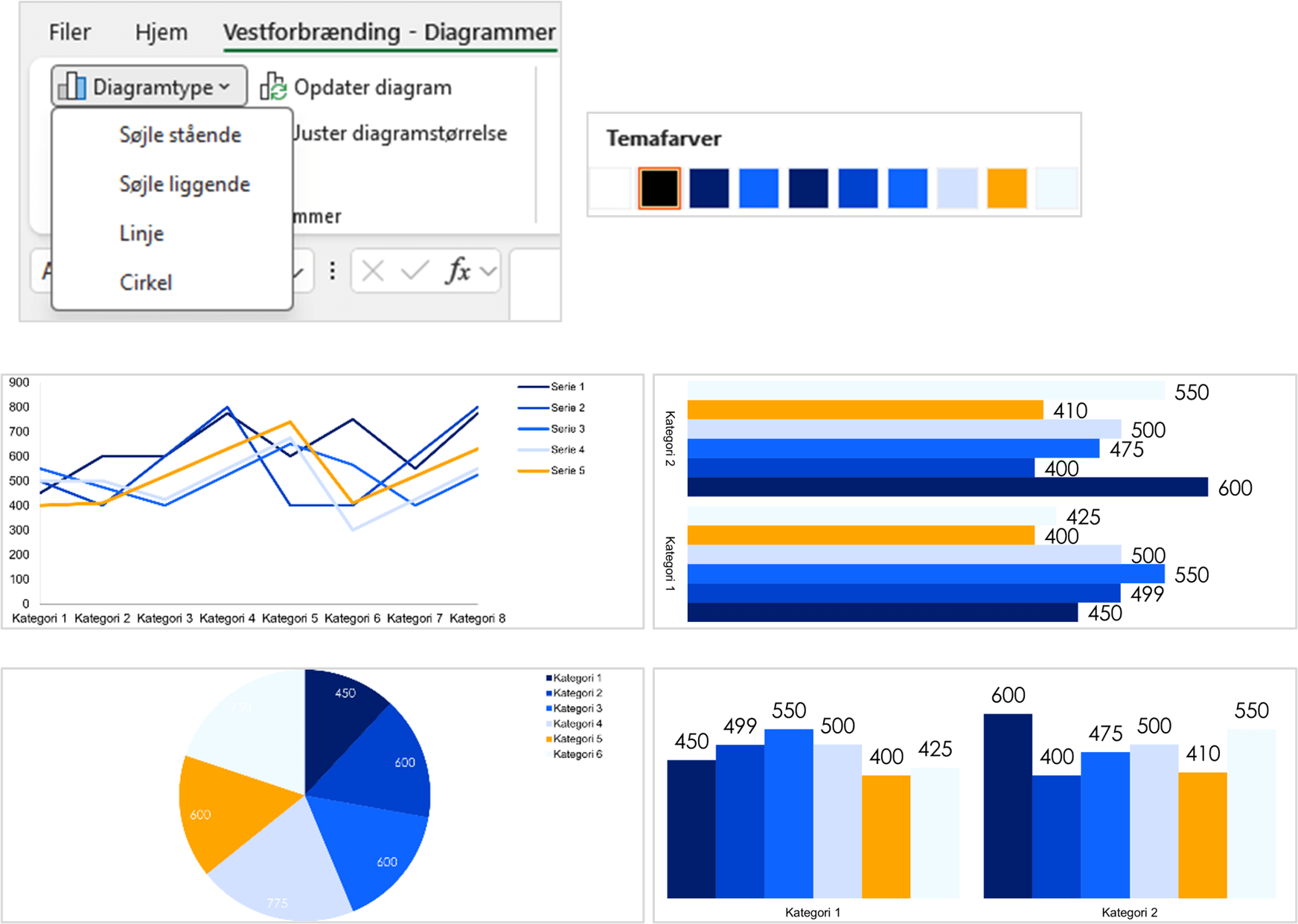 Kollage af skærmbilleder, der viser Vestforbrændings Excel-løsning