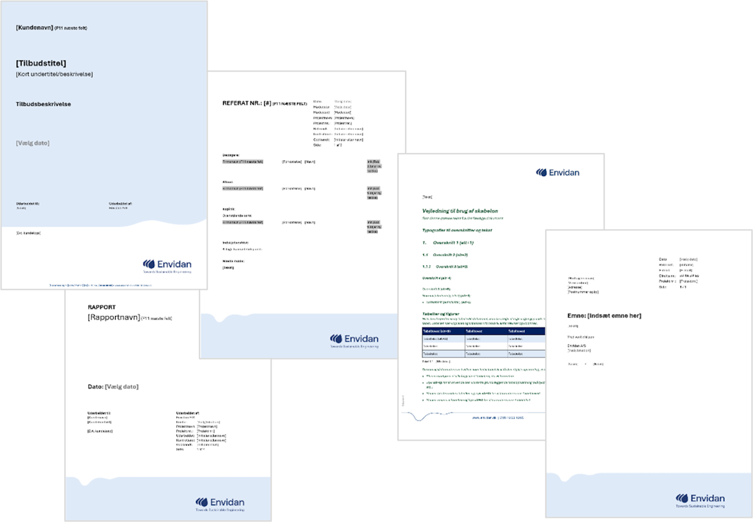 Grafisk fremstilling af Envidan's Word-skabelonløsninger