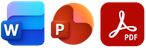 Word-, Powerpoint- og PDF-ikoner
